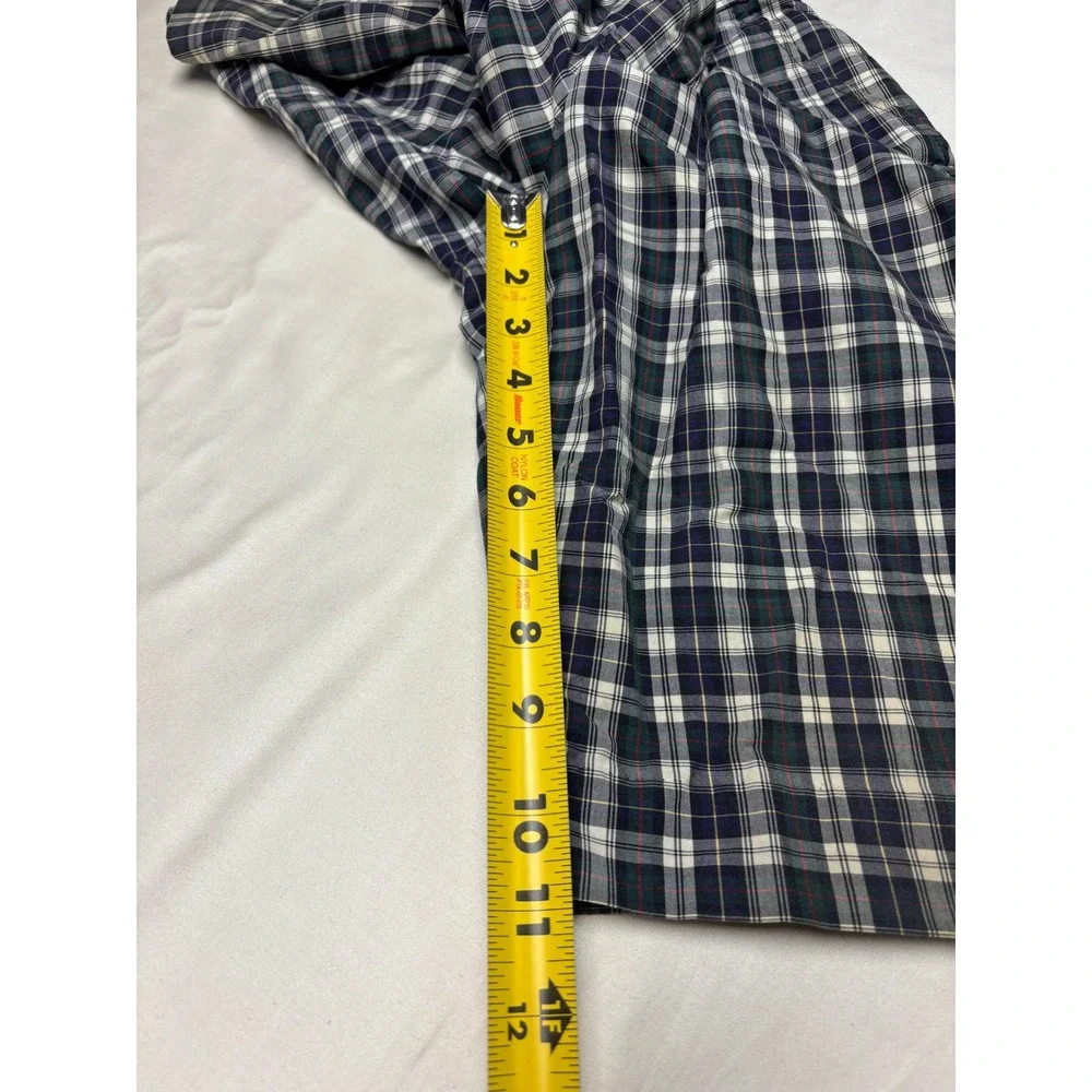 Vtg Polo Ralph Lauren Plaid Shorts Mens 36X11 Green Navy Blue Tartan Cotton Golf